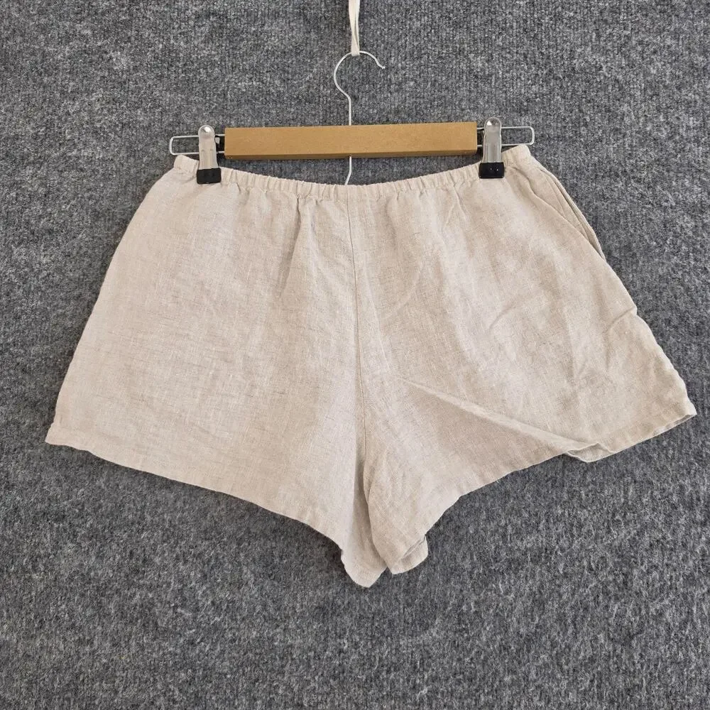 Reformation Shorts Small Zoey Linen Drawstring in Oatmeal Cream Relaxed Comfy